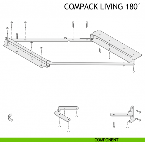 Meccanismo per porta a libro pieghevole Compack Living 180° Celegon componenti