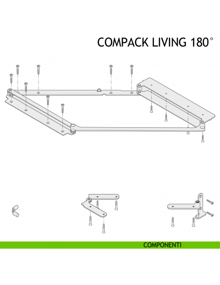 Meccanismo per porta a libro pieghevole Compack Living 180° Celegon componenti