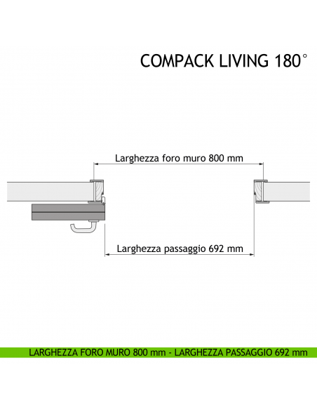 Larghezza foro muro 800 mm - Larghezza passaggio 692 mm - Apertura sinistra
