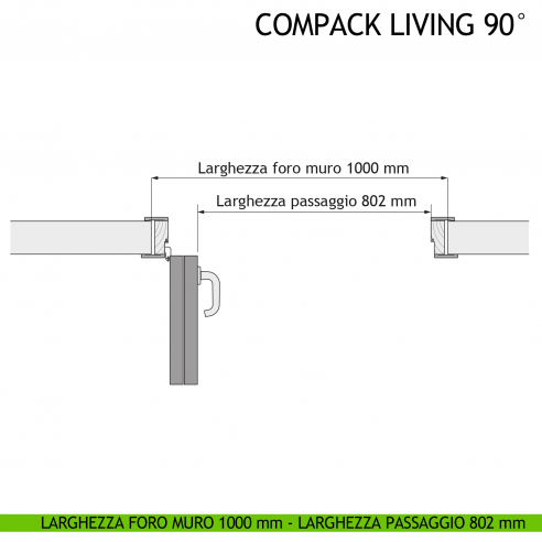 Larghezza foro muro 1000 mm - Larghezza passaggio 802 mm - Apertura Sinistra