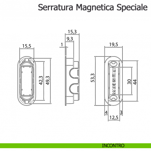 Serratura magnetica Speciale per sistema Compack Living Celegon disegno