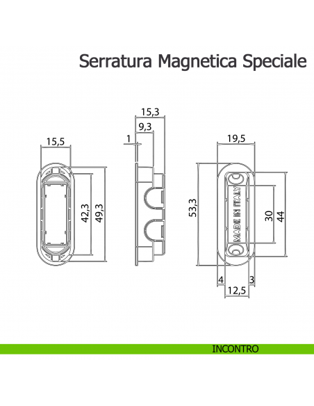 Serratura magnetica Speciale per sistema Compack Living Celegon disegno