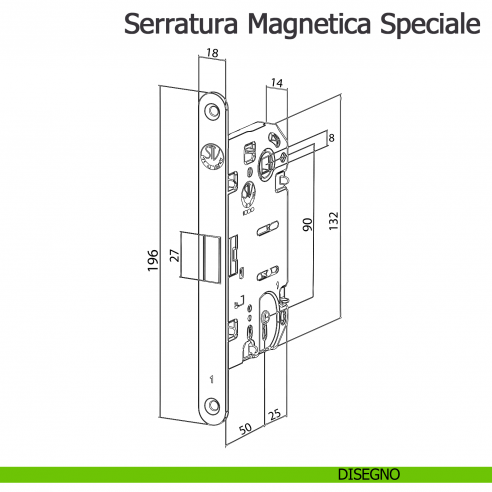 Serratura magnetica Speciale per sistema Compack Living Celegon disegno