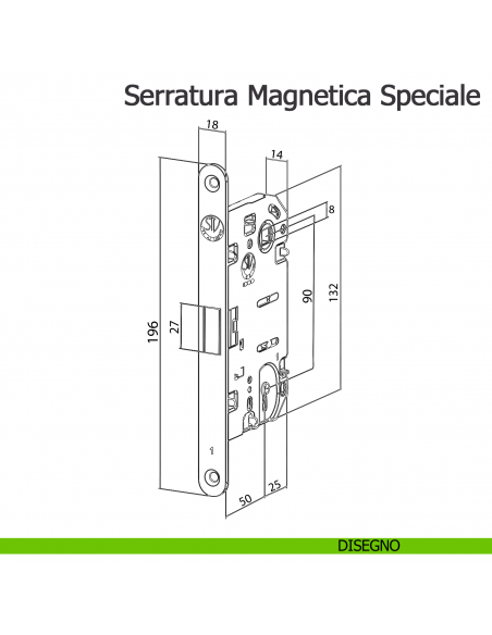 Serratura magnetica Speciale per sistema Compack Living Celegon disegno