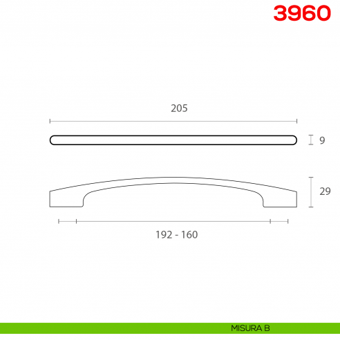 Maniglia per mobile 3960 Mital interasse misura B