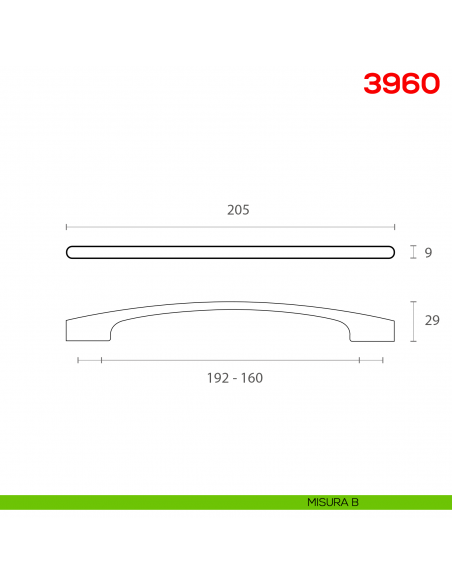 Maniglia per mobile 3960 Mital interasse misura B
