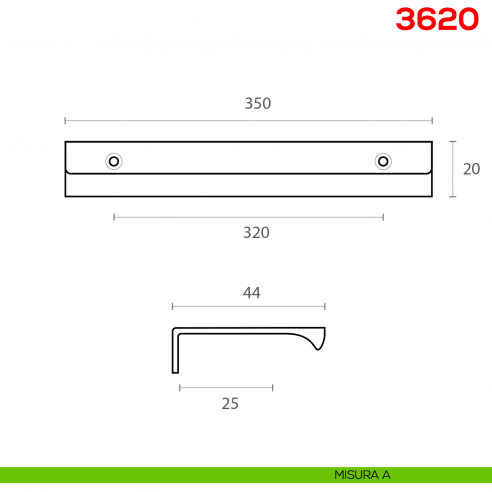 Maniglia per mobile 3620 Mital interasse misura A