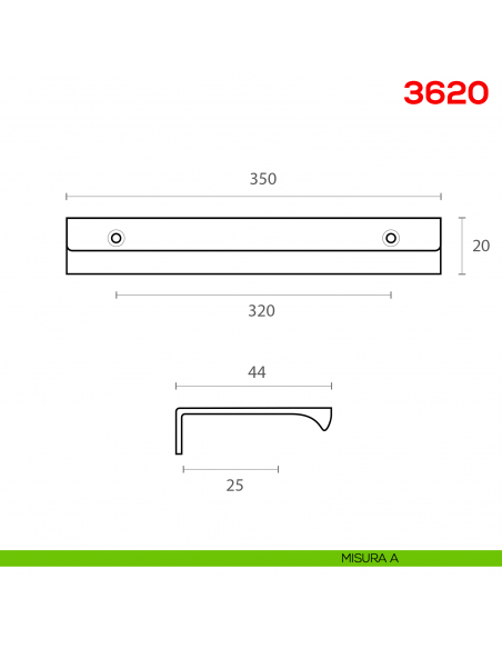 Maniglia per mobile 3620 Mital interasse misura A