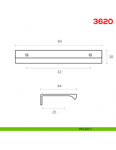 Maniglia per mobile 3620 Mital interasse misura C