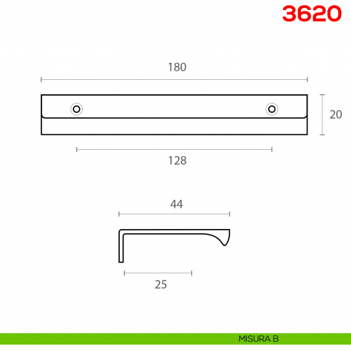 Maniglia per mobile 3620 Mital interasse misura B