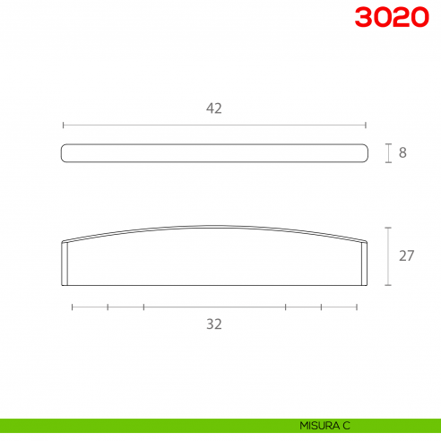 Maniglia per mobile 3020 Mital interasse misura C