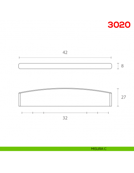 Maniglia per mobile 3020 Mital interasse misura C