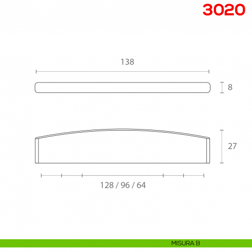 Maniglia per mobile 3020 Mital interasse misura B