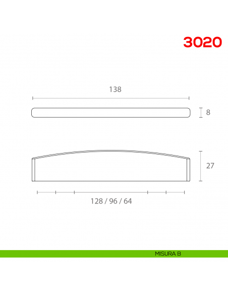 Maniglia per mobile 3020 Mital interasse misura B