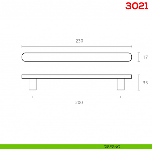 Maniglia per mobile 3021 Mital disegno tecnico