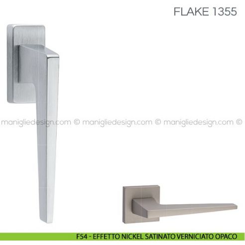 Maniglia per finestra martellina DK Flake Fimet Handles F54 - Effetto Nickel Satinato Verniciato Opaco