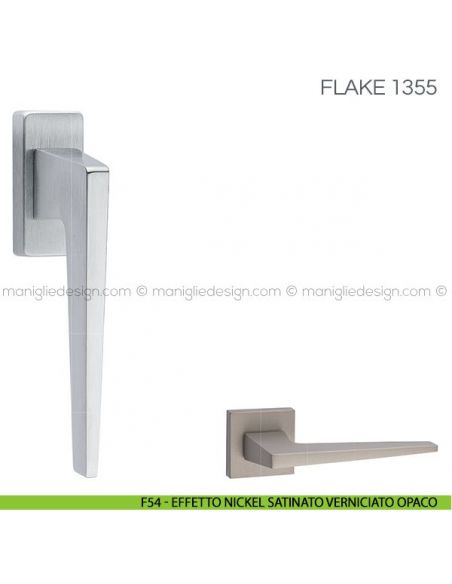 Maniglia per finestra martellina DK Flake Fimet Handles F54 - Effetto Nickel Satinato Verniciato Opaco