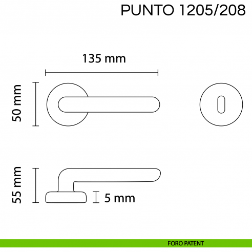 Maniglia per porta Punto Fimet Handles con rosetta tonda foro patent
