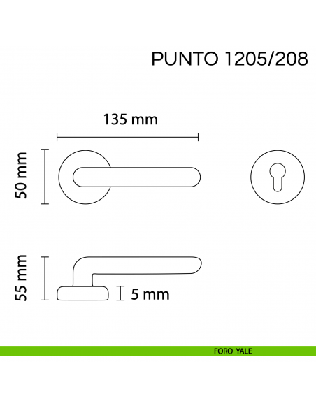 Maniglia per porta Punto Fimet Handles con rosetta tonda foro yale