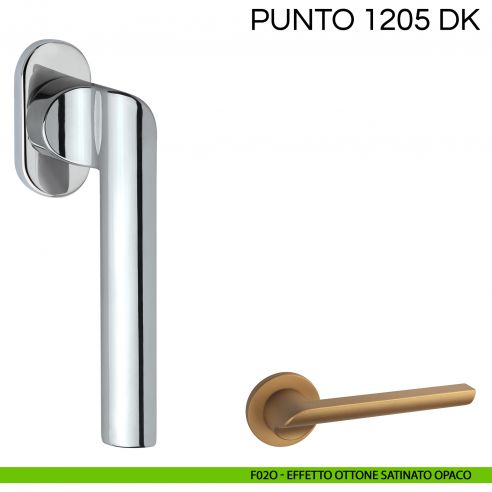 Maniglia per finestra martellina DK Punto Fimet Handles F.02O ottone satinato opaco