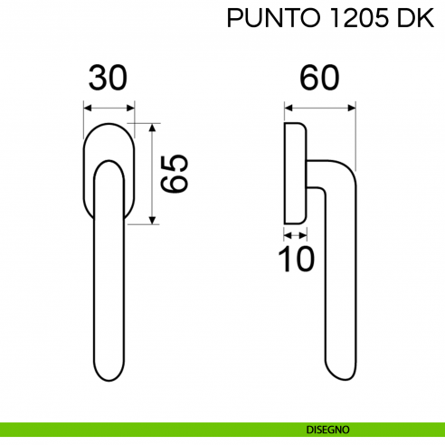 Maniglia per finestra martellina DK Punto Fimet Handles disegno