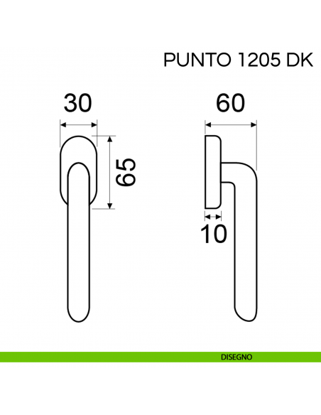 Maniglia per finestra martellina DK Punto Fimet Handles disegno
