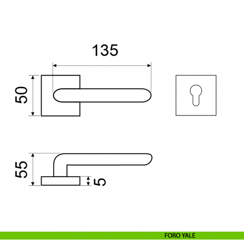 Maniglia per porta Punto Fimet Handles con rosetta quadrata foro yale
