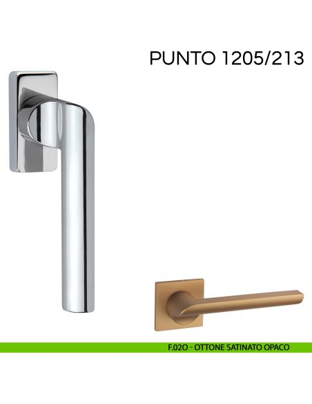 Maniglia per finestra martellina DK Punto Fimet Handles F02O - effetto ottone satinato