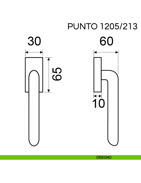 Maniglia per finestra martellina DK Punto Fimet Handles disegno