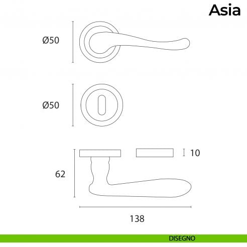 Maniglia classica per porta ottone bronzo graffiato Asia Nestori