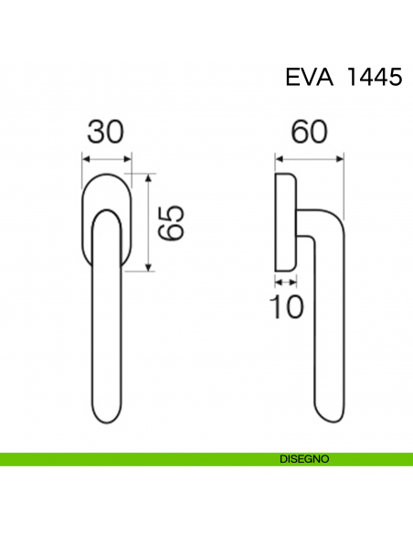 Maniglia per finestra martellina DK Eva Fimet Handles disegno