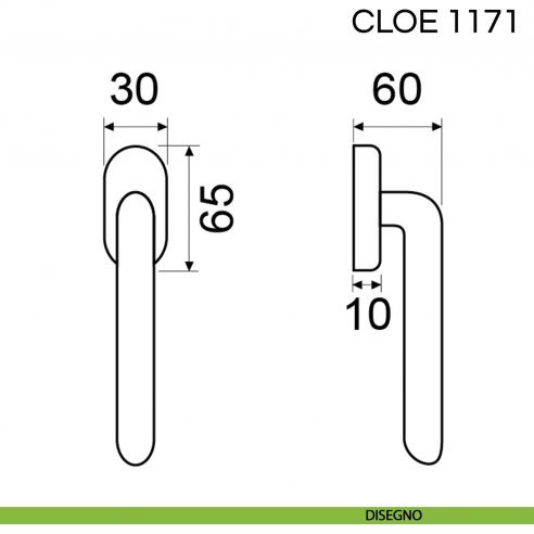 Maniglia per finestra martellina DK Cloe Fimet Handles disegno