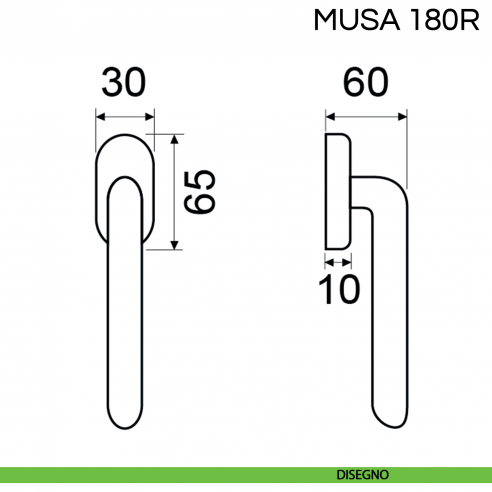 Maniglia per finestra martellina DK Musa Fimet Handles disegno