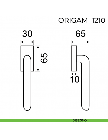 Maniglia per finestra martellina DK Origami Fimet disegno
