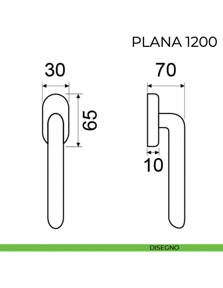 Maniglia per finestra martellina DK Plana Fimet Handles - disegno