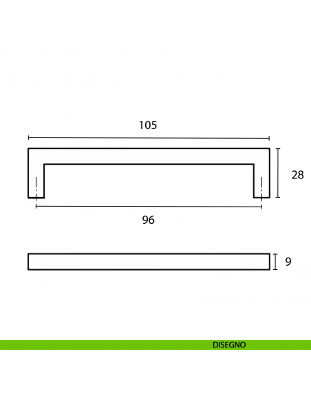 Maniglia per mobile nero opaco a ponte base in zama Hafele interasse 96