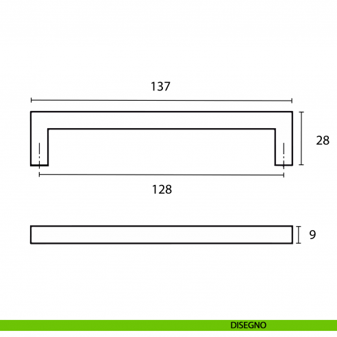 Maniglia per mobile nero opaco a ponte base in zama Hafele interasse 128