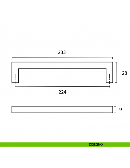 Maniglia per mobile nero opaco a ponte base in zama Hafele interasse 224
