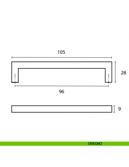 Maniglia per mobile in zama finitura ottonato spazzolato Hafele interasse 96