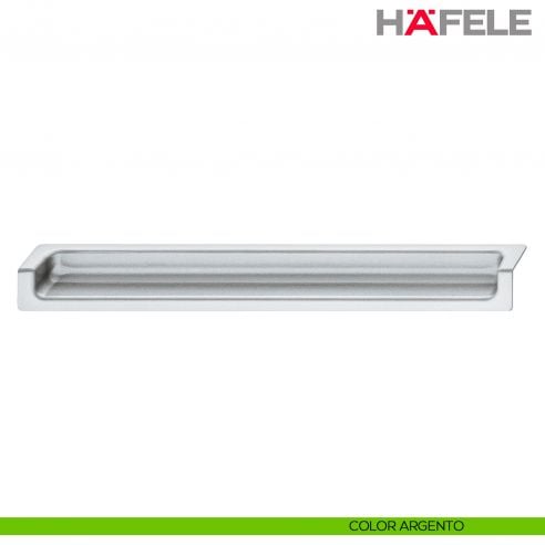 Maniglia rettangolare a incasso per mobile Hafele in Zama color argento