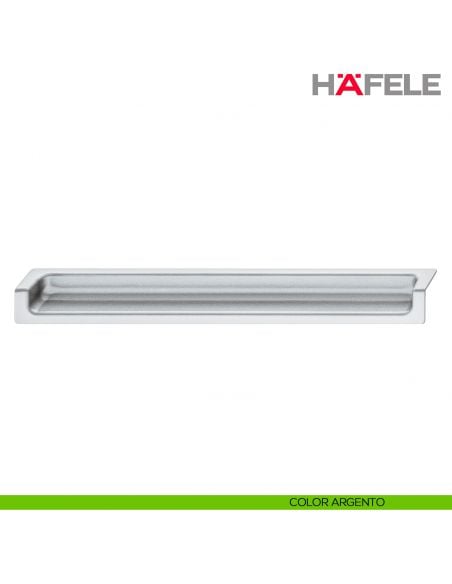 Maniglia rettangolare a incasso per mobile Hafele in Zama color argento