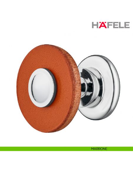 Pomolo circolare in pelle e acciaio per mobili Hafele - Marrone