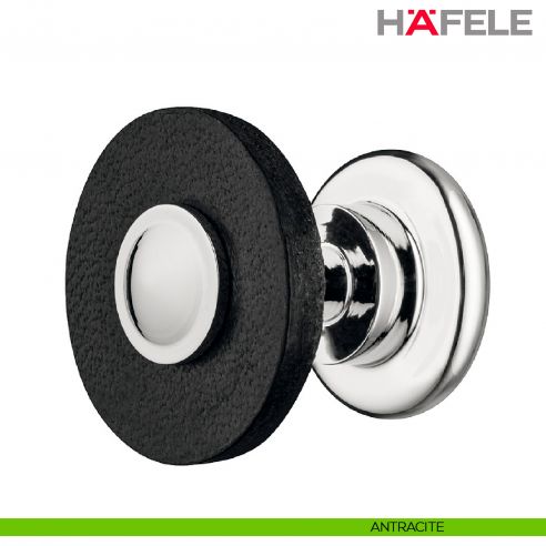 Pomolo circolare in pelle e acciaio per mobili Hafele - Antracite