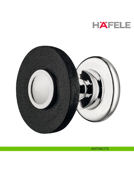 Pomolo circolare in pelle e acciaio per mobili Hafele - Antracite