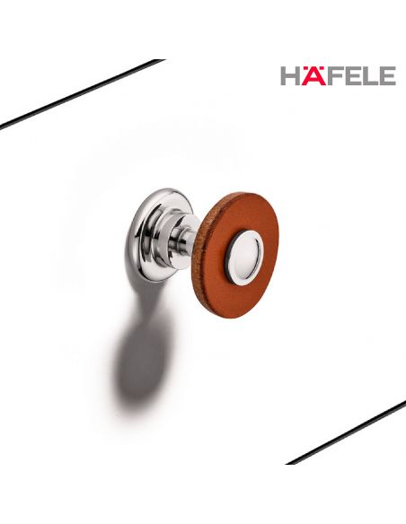 Pomolo circolare in pelle e acciaio per mobili Hafele - Ambientata