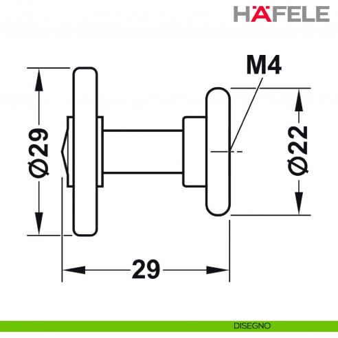 Pomolo circolare in pelle e acciaio per mobili Hafele - Disegno