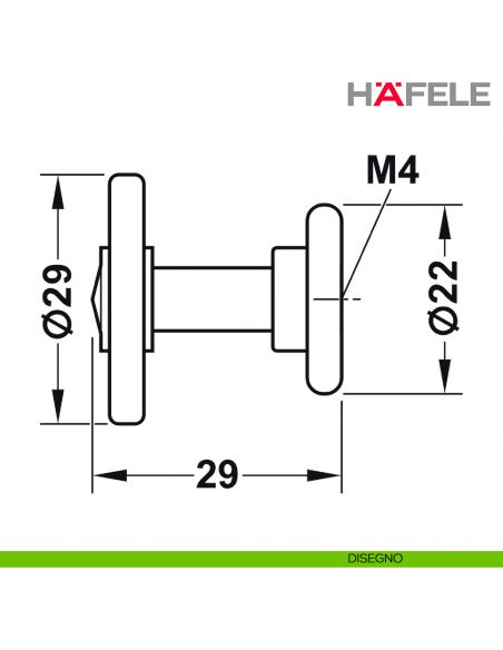 Pomolo circolare in pelle e acciaio per mobili Hafele - Disegno