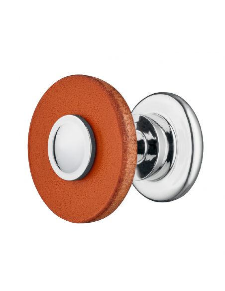 Pomolo circolare in pelle e acciaio per mobili Hafele