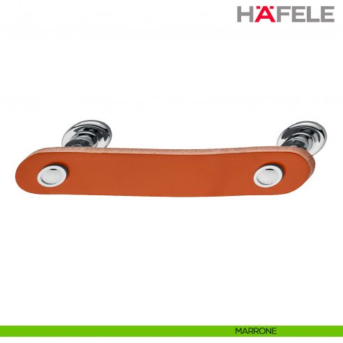 Maniglia per mobili in pelle e supporti in acciaio Hafele - Marrone