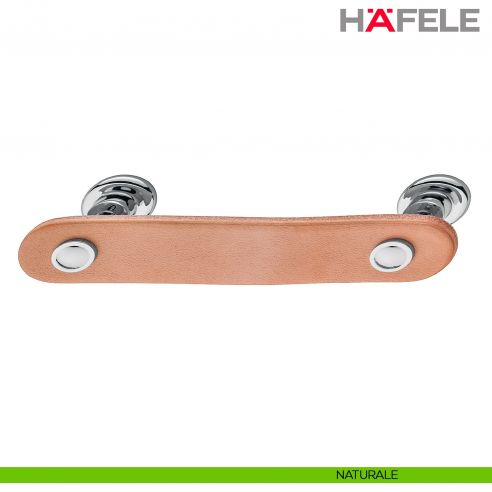 Maniglia per mobili in pelle e supporti in acciaio Hafele - Naturale